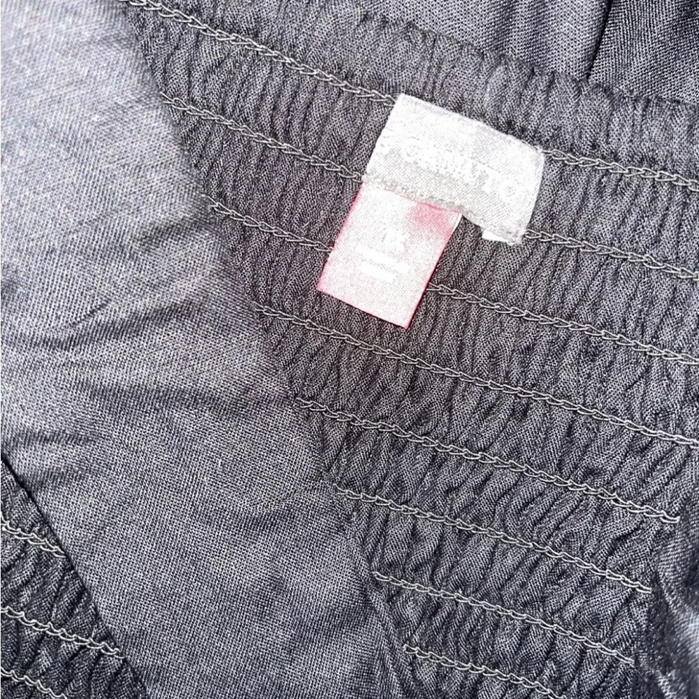 Vince Camuto Smocked Back Challis Tiered Maxi Dress - Black  Plus Size 1X New - Picture 13 of 15
